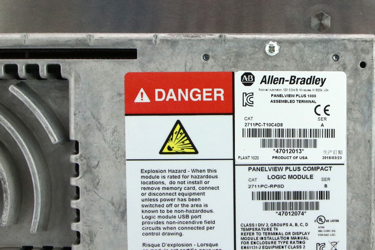 Allen-Bradley 2711PC-T10C4D8 PanelView Plus Compact HMI, 10 Inch Touchscreen, Ethernet