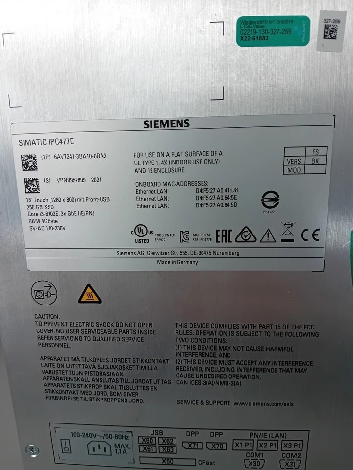 Siemens SIMATIC HMI Panel 6AV7241-3BA10-0DA2 