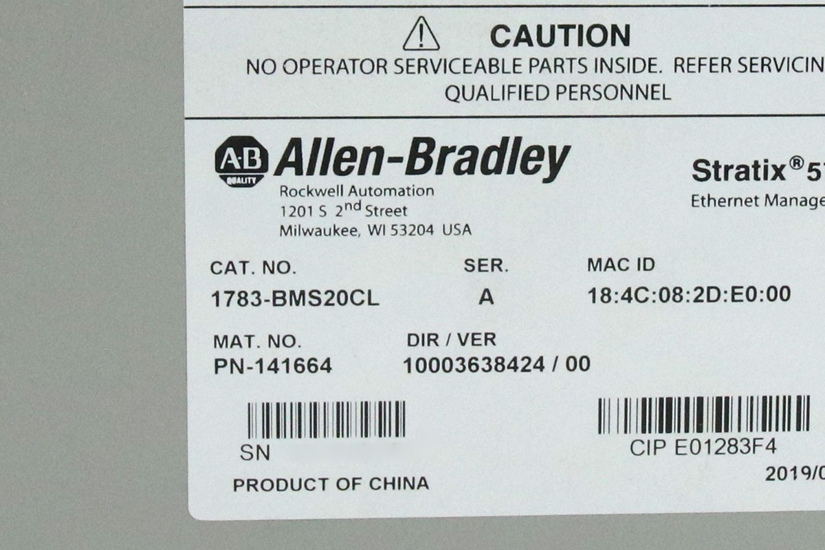 Allen-Bradley 1783-BMS20CL Stratix 5700 Managed Ethernet Switch, 20-Port Industrial Switch