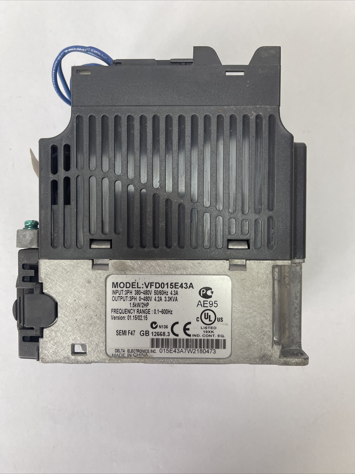 Delta Electronics VFD015E43A AC Motor Drive Inverter 3 Ph 480V POWERFOIL X VFD-E
