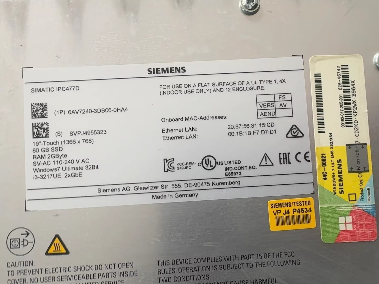 Siemens 6AV7240-3DB06-0HA4 SIMATIC HMI Panel