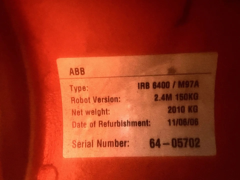 ABB IRB6400 - 2.4m Robot 150Kg Payload, S4C M97A Control System Teach Pendant