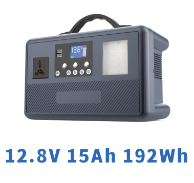 Portable Power Station 192Wh 12.8V 15Ah with LCD Display | Lithium Battery for Outdoor & Backup Power