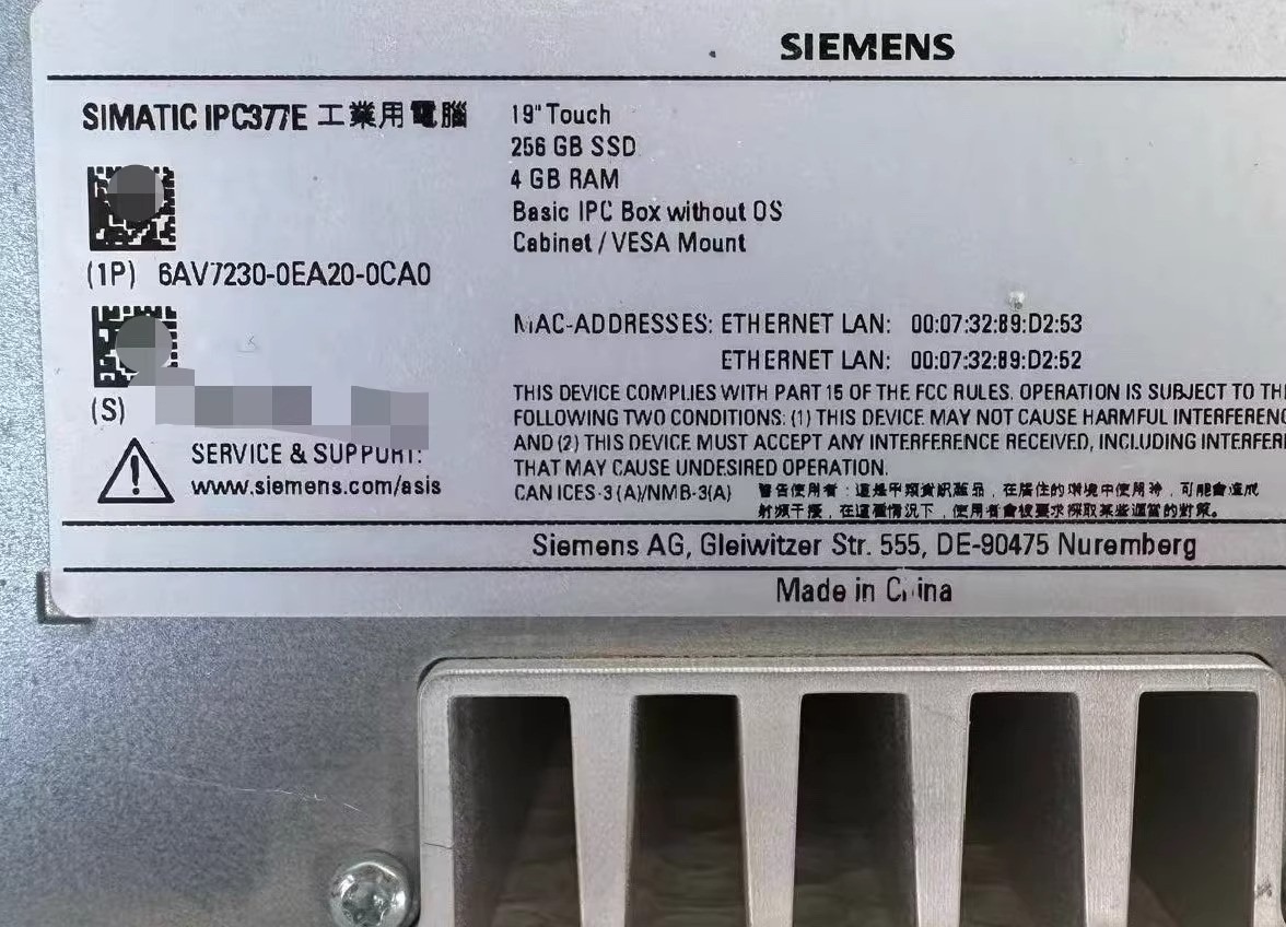 Siemens 6AV7230-0EA20-1CA0 SIMATIC HMI Panel