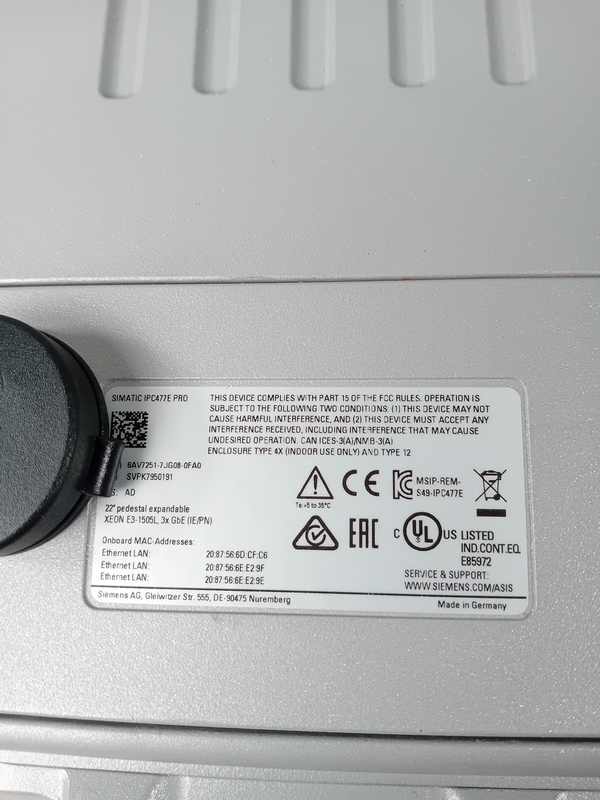 Siemens 6AV7251-7JG08-0FA0 SIMATIC Industrial HMI Operator Panel