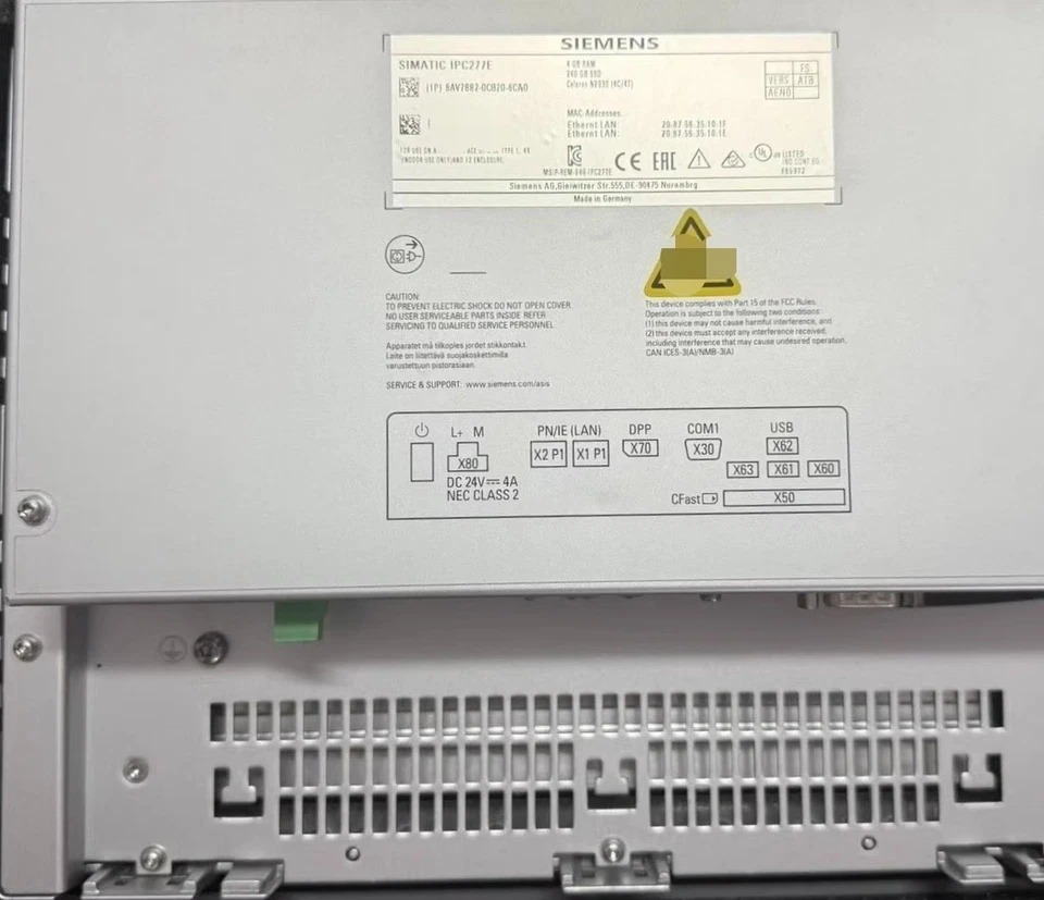 Siemens 6AV7882-0CB20-6CA0 SIMATIC Panel PC Industrial HMI Operator Panel