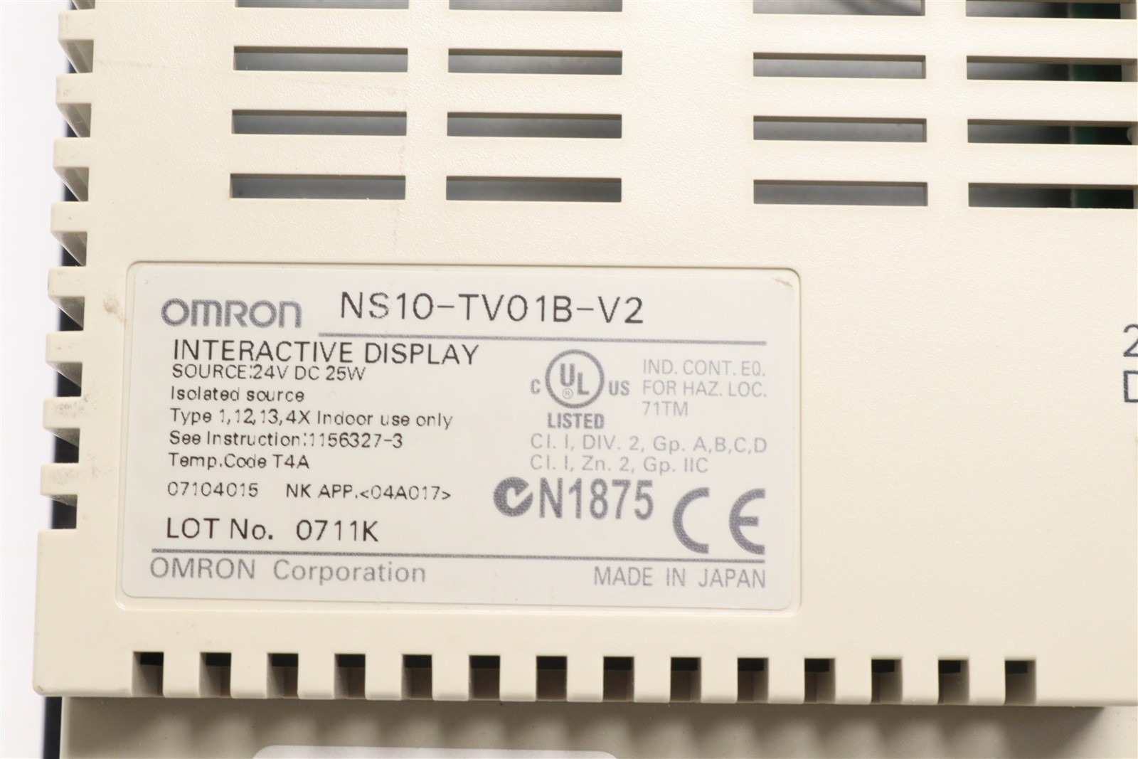 OMRON INTERACTIVE HMI TOUCH SCREEN DISPLAY NS10-TV01B-V2