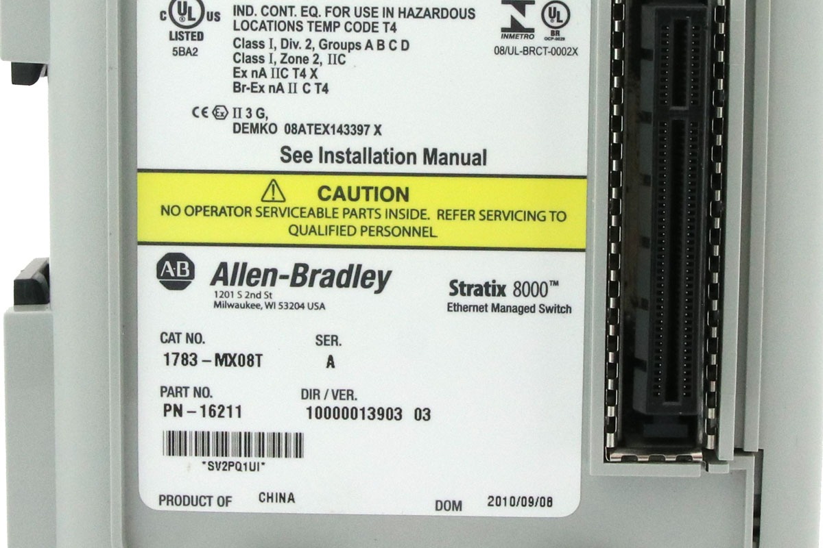 Allen-Bradley 1783-MX08T Stratix Industrial Ethernet Switch, 8-Port Network Switch