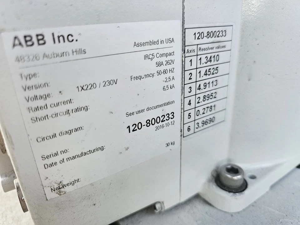 ABB IRB Robot Arm 120 3/0.6 + IRC5 Compact + Controller + LCD Screen + ML350G