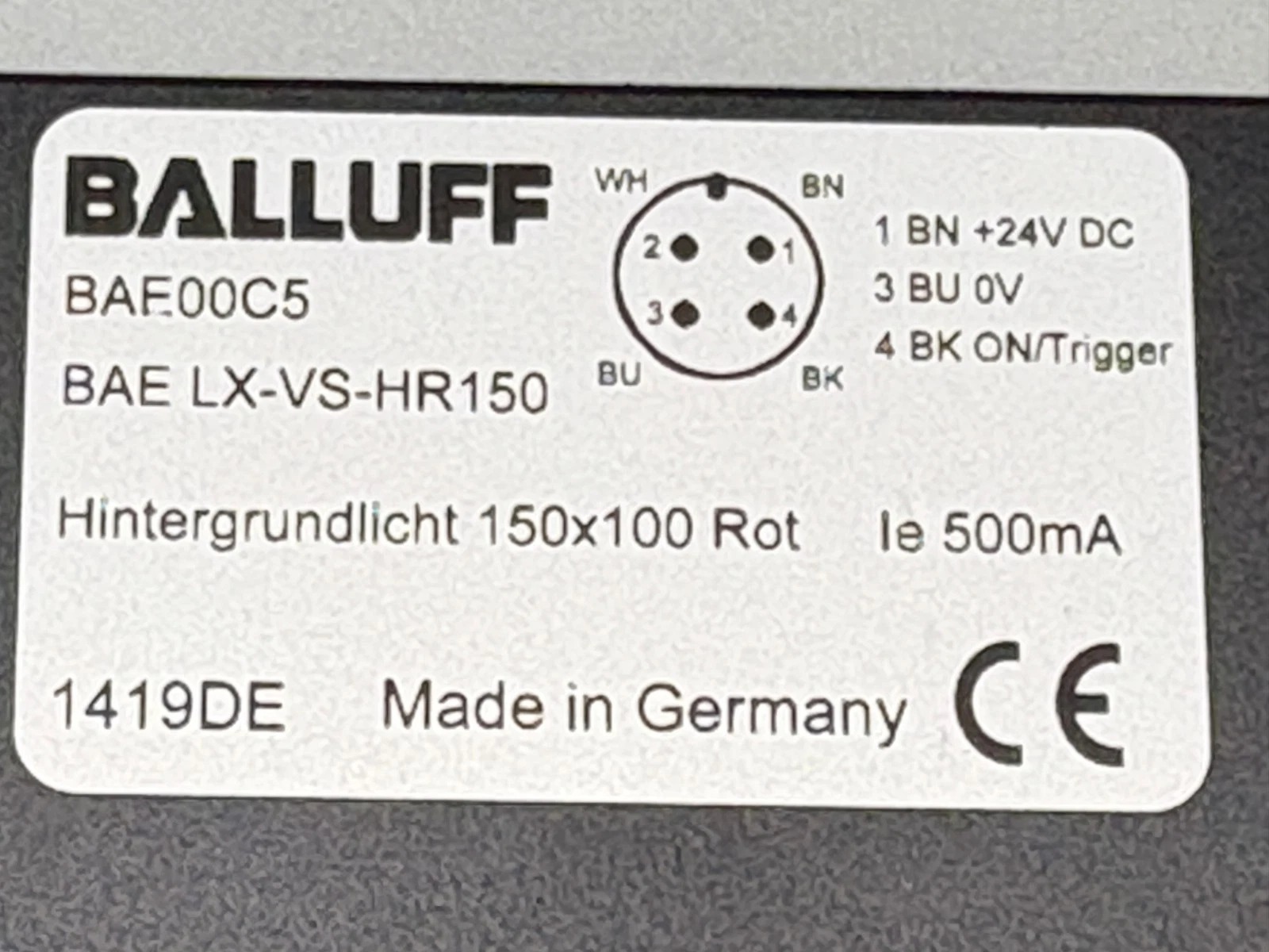 Balluff BAE LX-VS-HR150 Vision Backlight, Red, BAE00C5