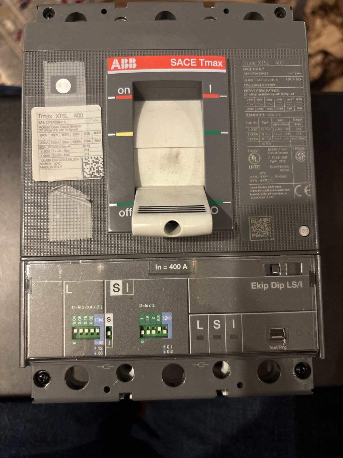 ABB SACE TMAX XT5 H 400 - ABB 400 amp breaker XT5HU340AFYN000XXX