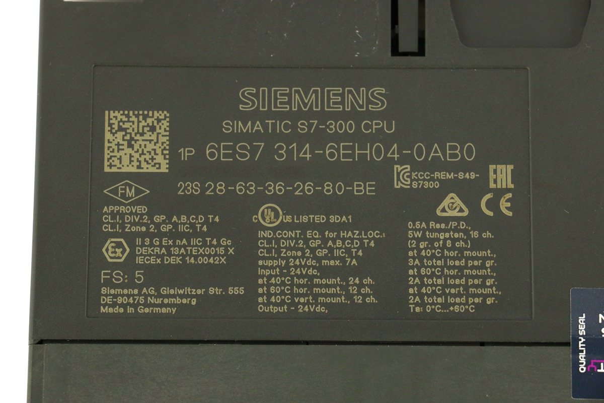Siemens S7-300 CPU 6ES7 314-6EH04-0AB0