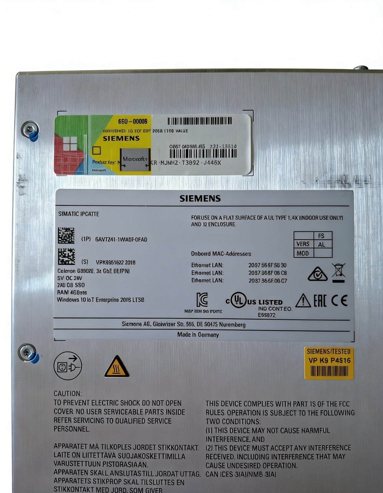 Siemens 6AV7241-1WA07-0FA0 SIMATIC HMI Panel Industrial Automation 