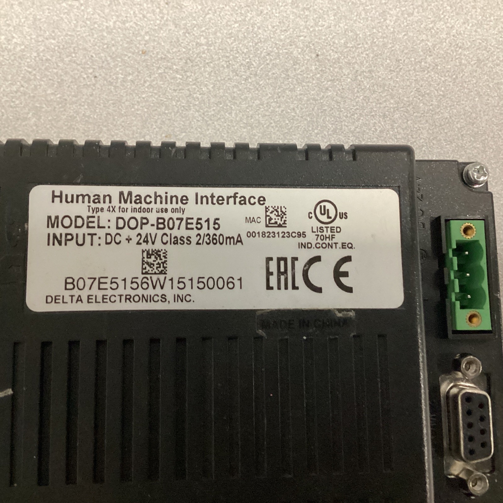 Delta DOP-B07E515 Operator Interface HMI, Touch Screen