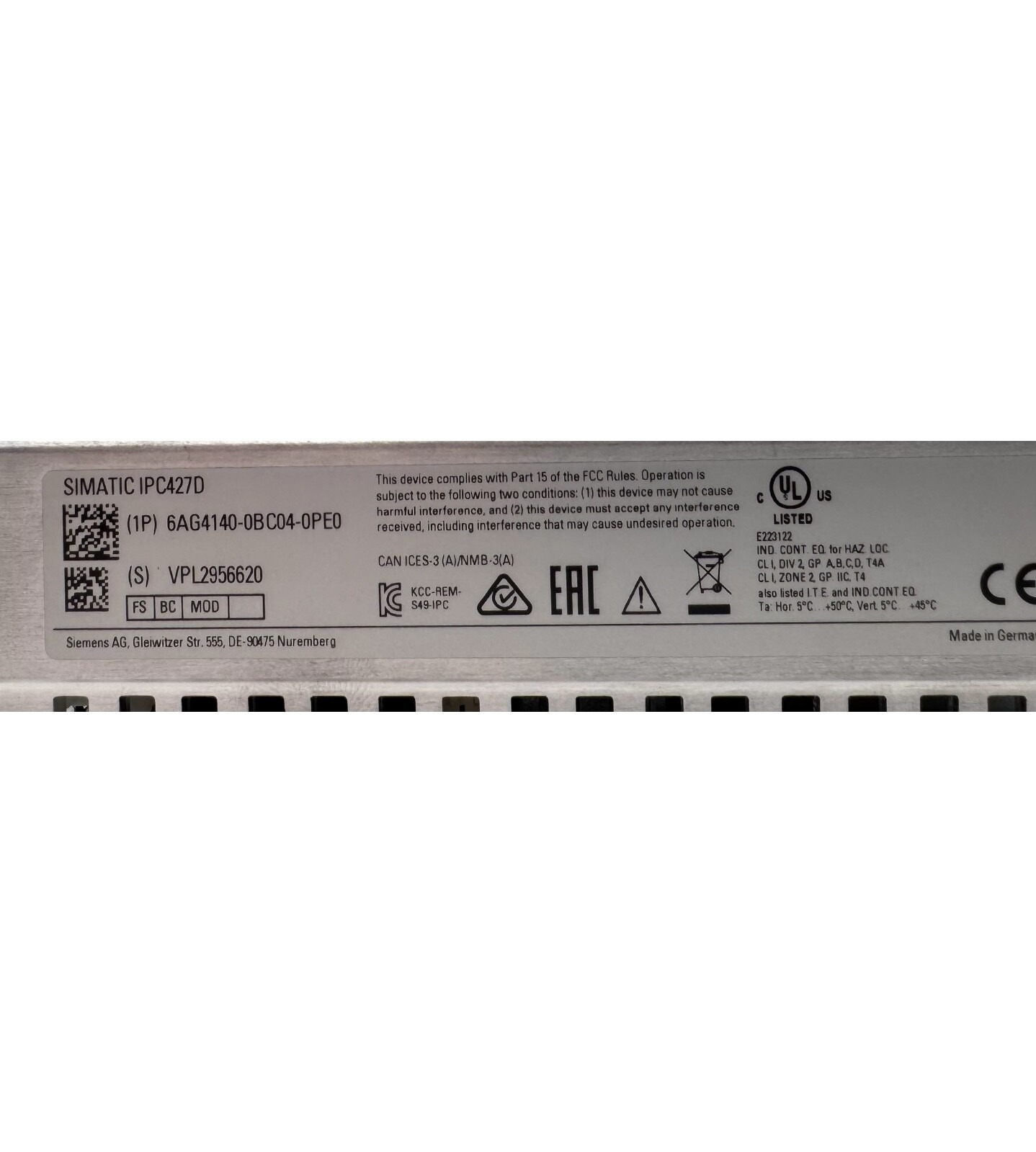 Siemens 6AG4140-0BC04-0PE0 SIPLUS Industrial Module