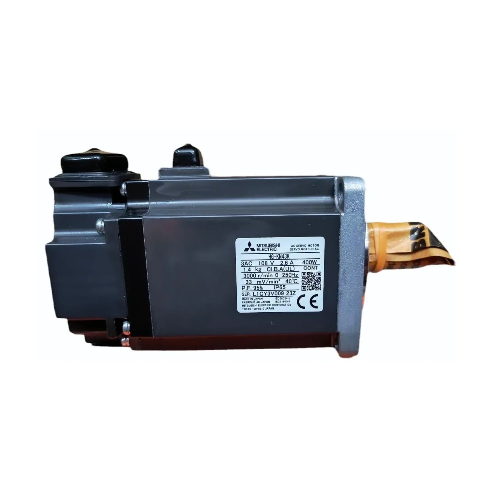 Mitsubishi HG-KN43K 400W 200V AC Low-Inertia Servo Motor with Keyway Shaft