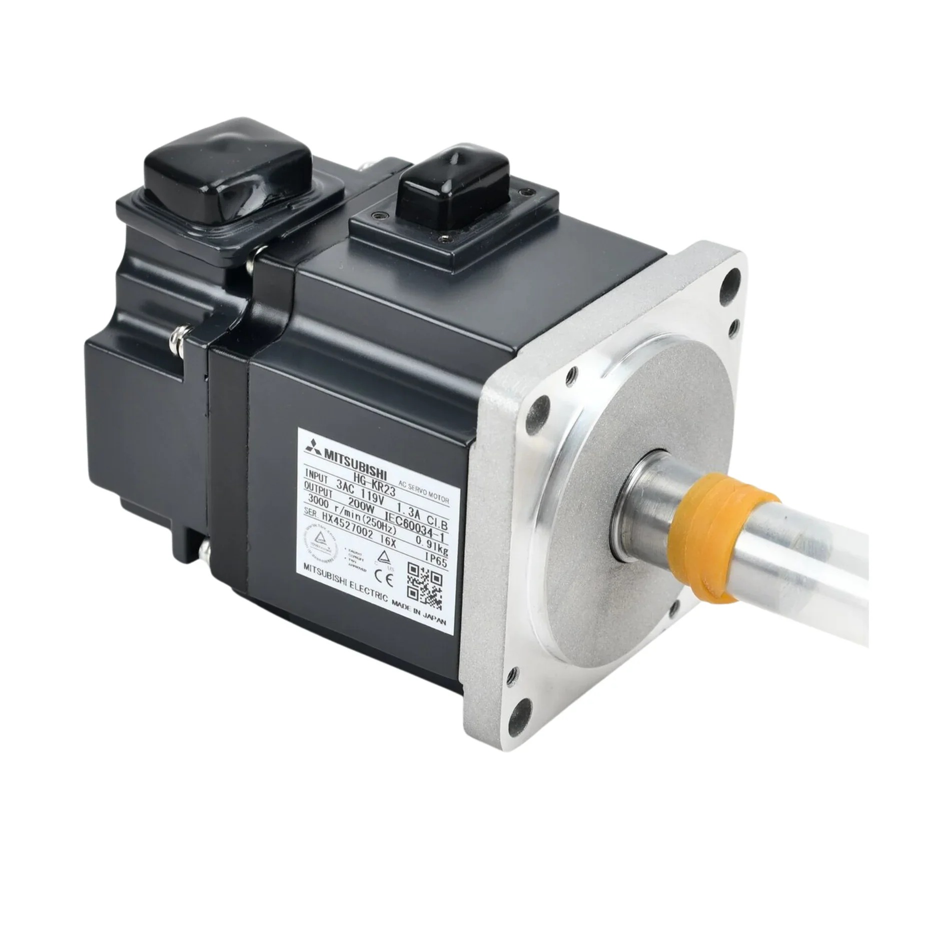 Mitsubishi HG-KR23 200W 200V AC Low-Inertia Servo Motor with 22-Bit Encoder