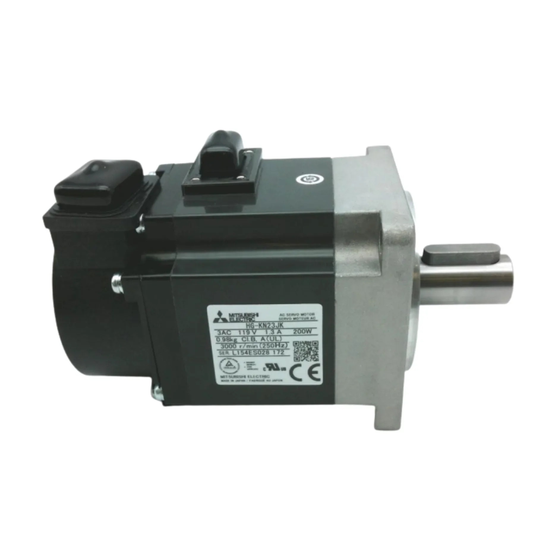 Mitsubishi HG-KN23JK 200W 200V AC Servo Motor with Keyed Shaft and Oil Seal